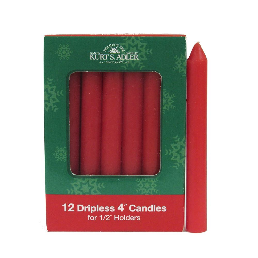 Kurt Adler Red Dripless Candle Set of 12 for 1/2 inch Holders Digs N