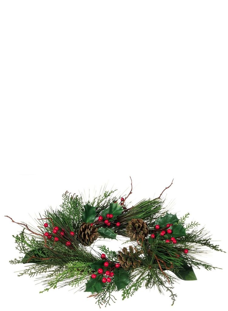 Sullivan Mixed Sugar Pine/Red Berries Candle Ring 6.5"