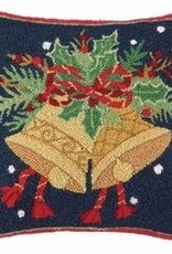 Peking Handicraft, Inc Christmas Bells Hooked Pillow 16"sq by Sally Eckman Roberts