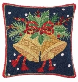 Peking Handicraft, Inc Christmas Bells Hooked Pillow 16"sq by Sally Eckman Roberts