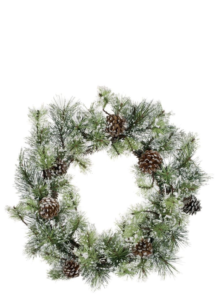 Sullivan Snow Pine Wreath 24"