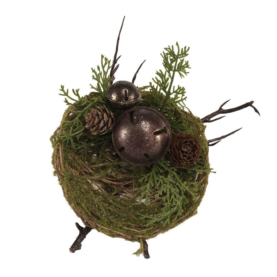 K&K Interiors Nest with Pine and Bells 6"