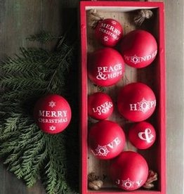 Creative Coop Round Assorted Wood Holiday Balls Set of 9
