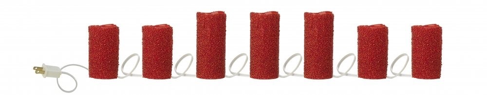 RAZ Imports 86" Red Beaded Lighted 7 Pillar Candle Strand
