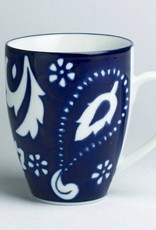 TAG Set of 3 Indigo Blue and White Paisley Mugs
