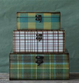 Creative Coop Set of 3 Plaid Boxes