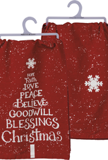 Primatives by Kathy Love Peace Blessings Christmas Dish Towel