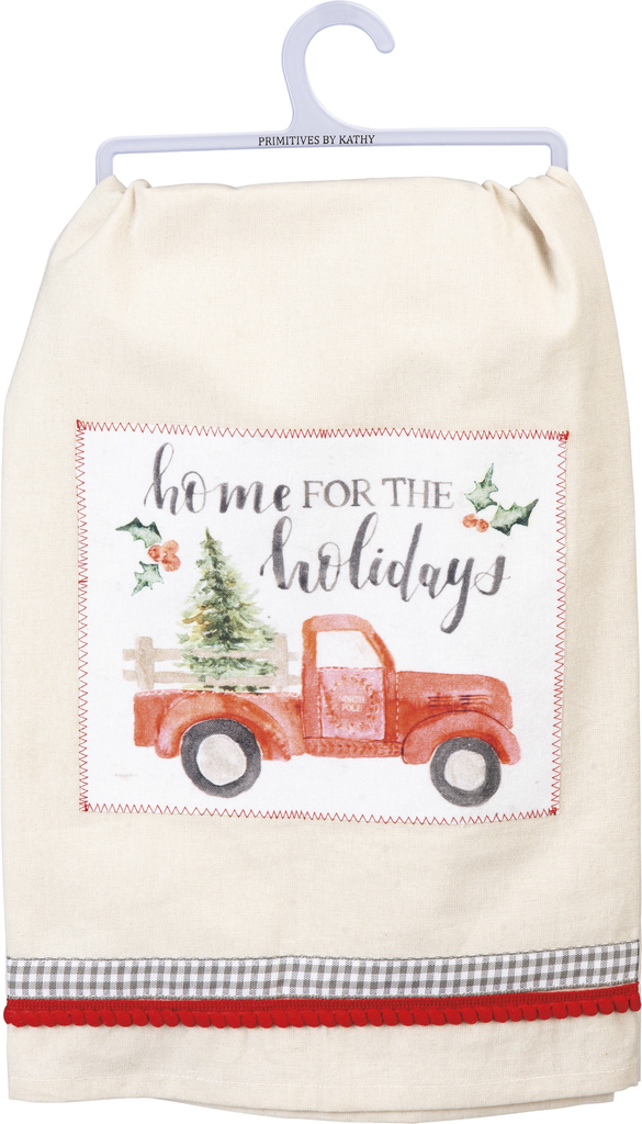 Primatives by Kathy Home For The Holidays Red Truck Dish Towel