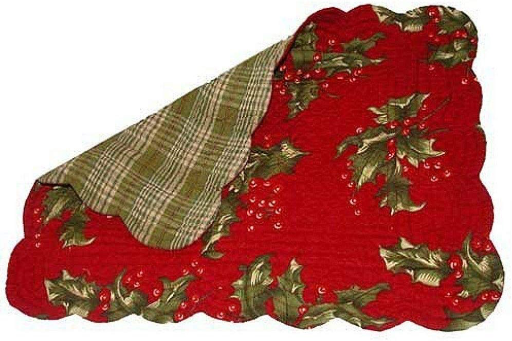 Set of 2 Red Holly Placemats 13" x19”