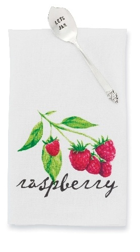 Mud Pie Raspberry Flour Sack Towel with Jam Spreader