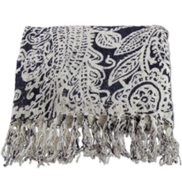 TAG Blue Paisley Throw with Fringe