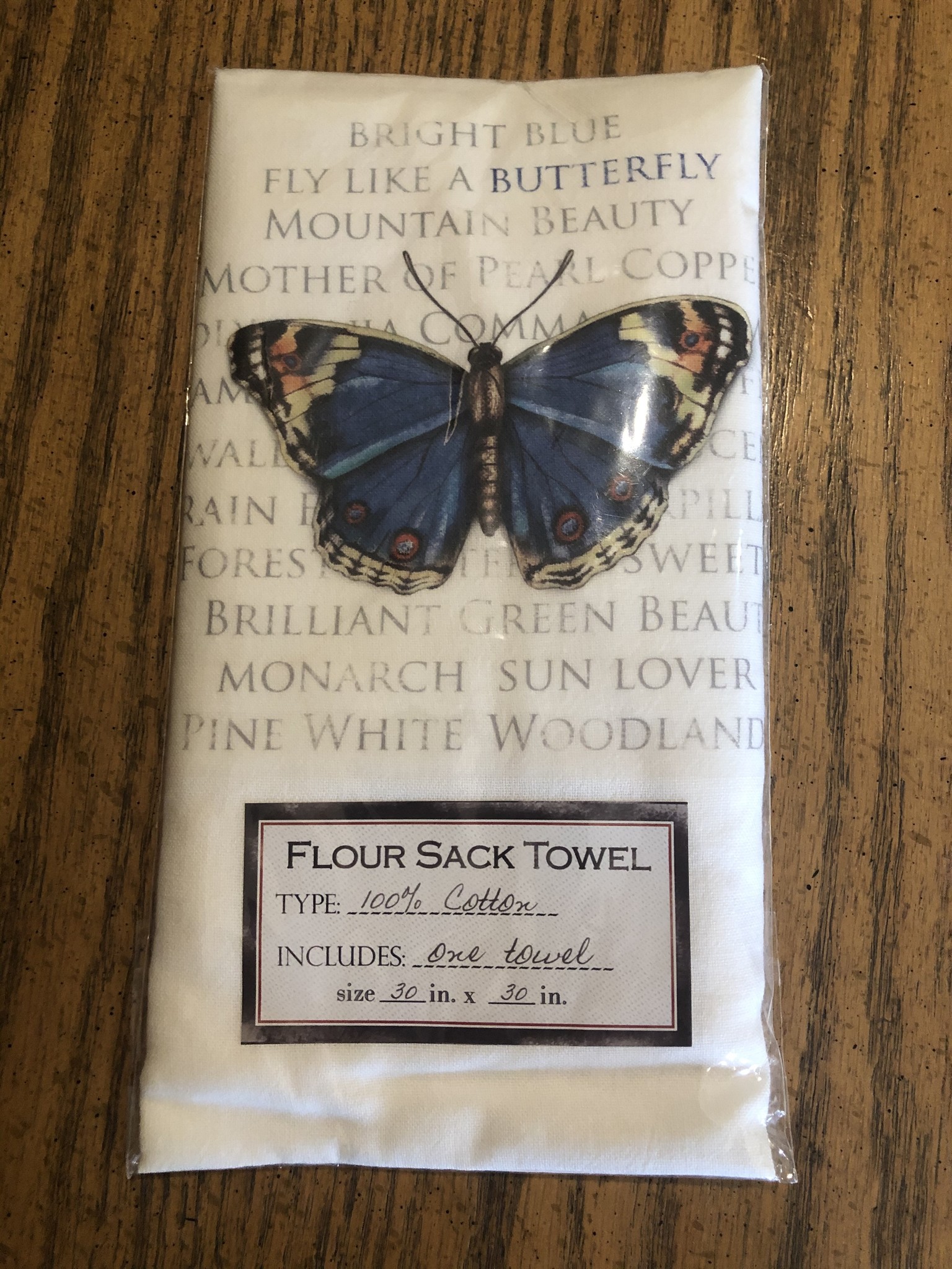 Mary Lake Thompson Modern Butterfly w/Wording Flour Sack Towel