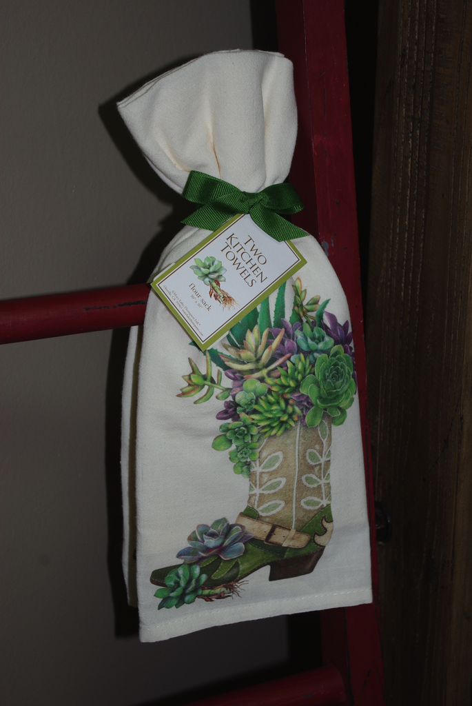 Mary Lake Thompson Set of 2 Boot Succulent Flour Sack Towels