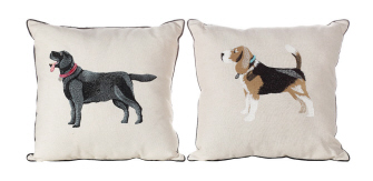 Creative Coop Embroidered Beagle Dog Pillow