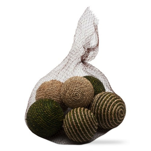 TAG GREEN DECORATIVE ROPE BALL DECOR S/6