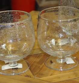 TAG Set of 2 Large Bubble Glass Goblets Clear