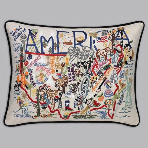 CatStudio USA Embroidered Pillow