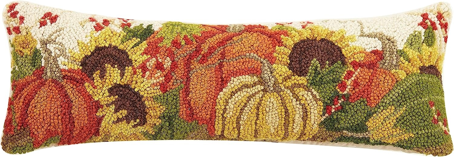 Peking Handicraft, Inc Pumpkins Cream Hooked Pillow