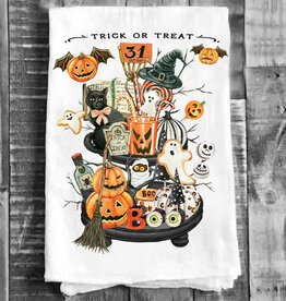 Avery Lane Gifts Halloween Trick or Treat 2 Tier Tray Flour Sack Tea Towel