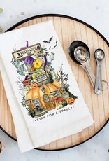 Avery Lane Gifts Halloween Wicked Witch Pumpkin House Flour Sack Tea Towel