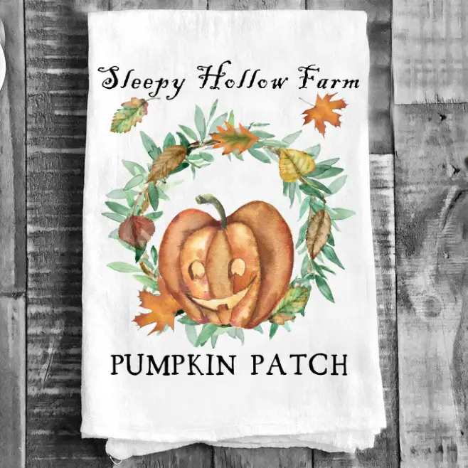 Avery Lane Gifts Sleepy Hollow Farm Pumpkins Cotton Tea Towels Kitchen