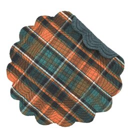 C&F Set of 4 Troy Plaid Round Placemats