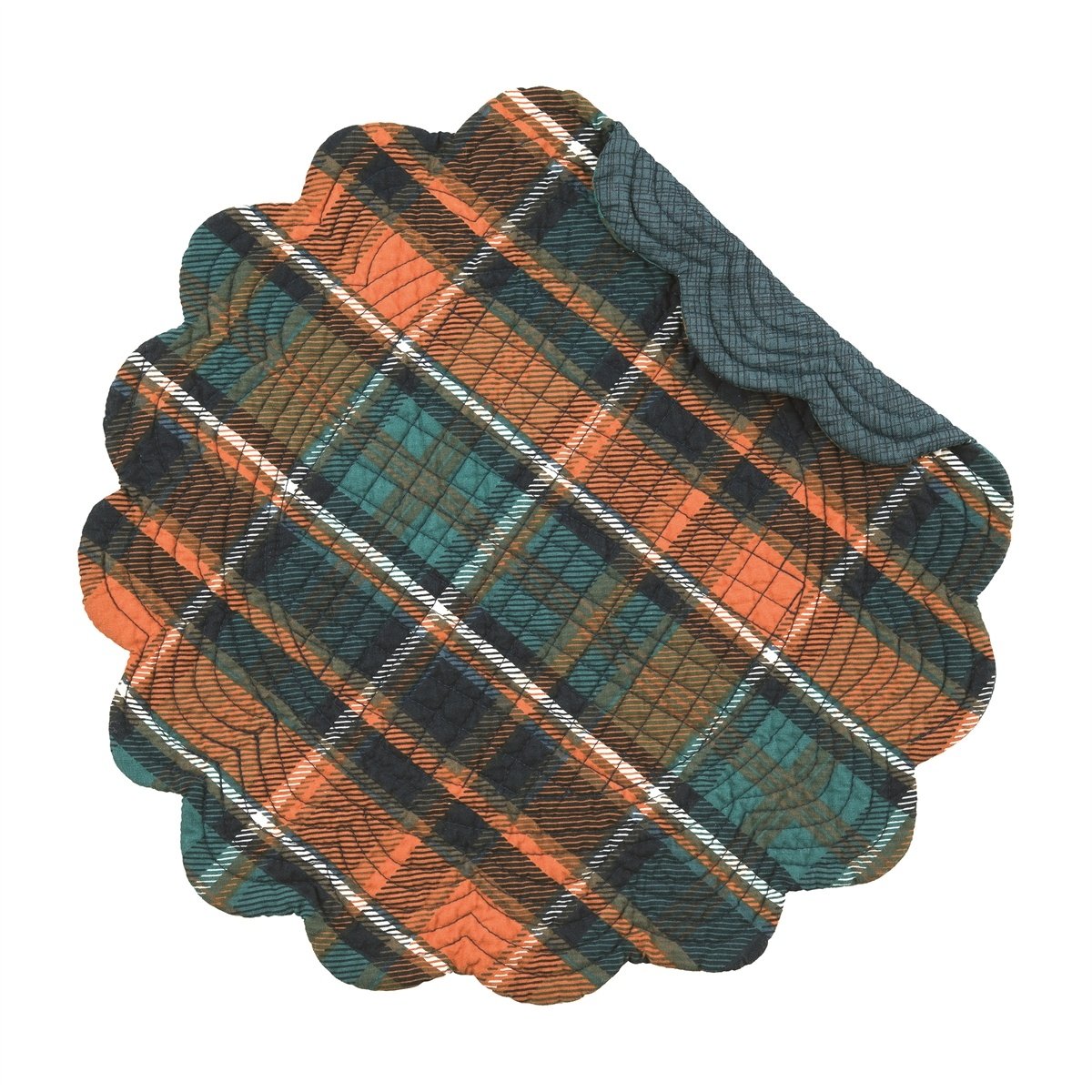 C&F Set of 4 Troy Plaid Round Placemats