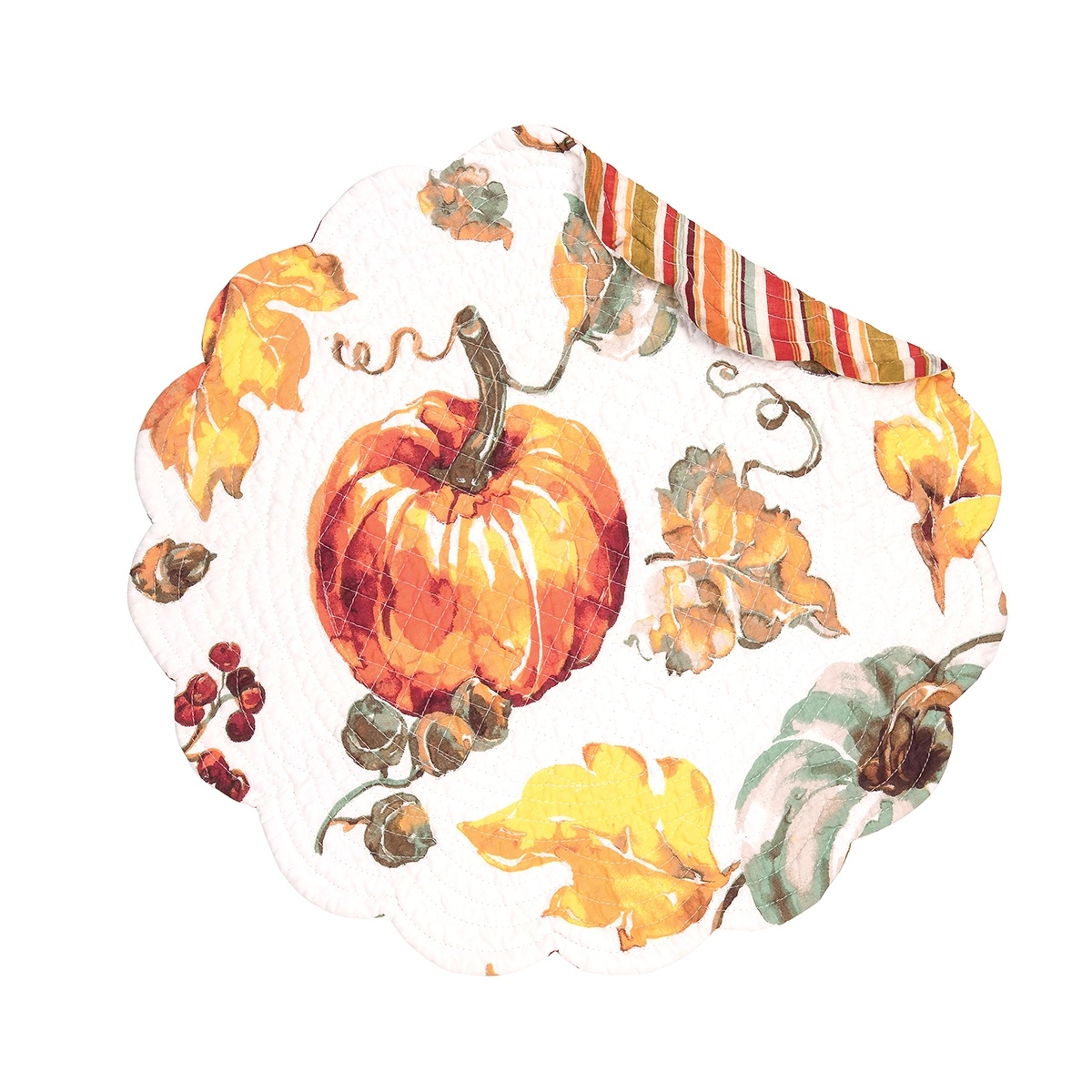 C&F Set of 4 Round Watercolor Pumpkin Placemats