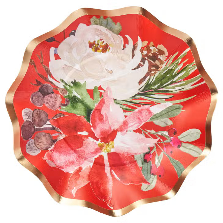 Sophistiplate Paper Products Appetizer/Dessert Bowl Winter Blossom Foil/8pk
