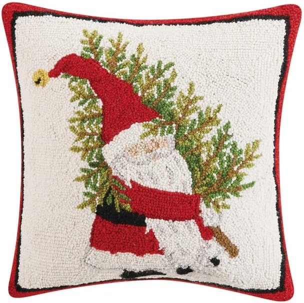 Peking Handicraft, Inc Santa Gnome Hooked Pillow