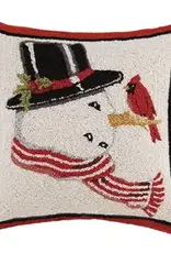 Peking Handicraft, Inc Christmas Snowman Hooked Pillow
