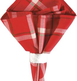 Set of 4 Red Plaid Cloth Napkin