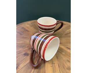 Set of 2 Chocolate Sonoma Stripe Mugs - Davis Designs