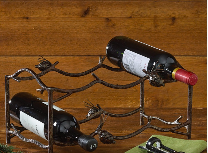 Park Designs Hand Crafted Iron Pinecone Pine Lodge Wine Rack