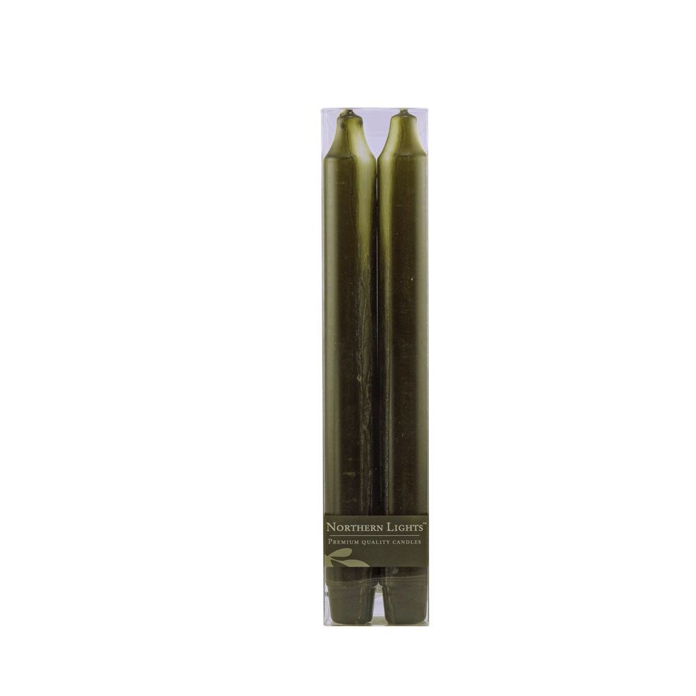 Northern Lights Moss Green - 2pk Tapers - 10in