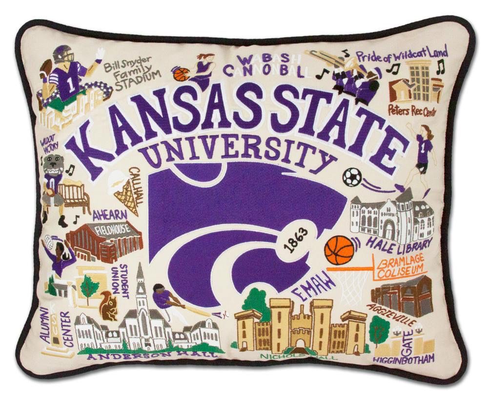 CatStudio K-State Embroidered Pillow