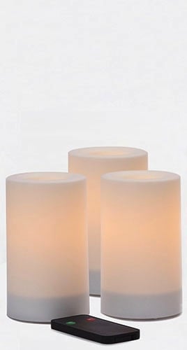 Northern International Inc. 3-PACK of 5" Remote Control Flameless Outdoor Pillars, White