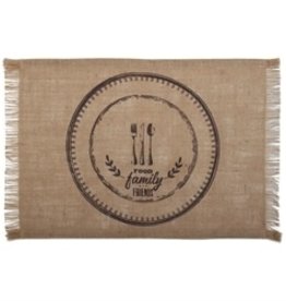 TAG Set of 4 Food Family Friends Burlap Placemats