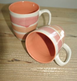 TAG Set of 2 Orange Watercolor Striped Mugs