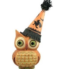 Bethany Lowe Designs Inc Owl With Hat Paper Mache w/C7 orange light
