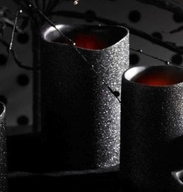 K&K Interiors Black Glitter LED Candle 4x6"
