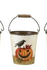 Creative Coop Tin Jack-O-Lantern Bucket