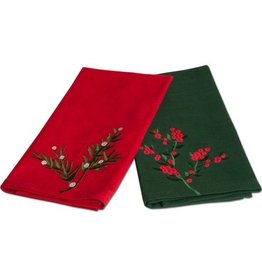 TAG Set of 2 Greenery Embroidered Guest Towels