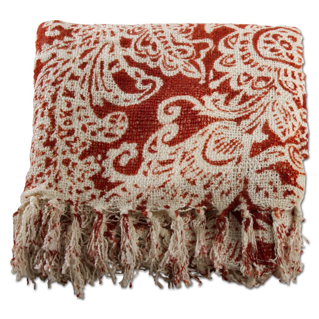 TAG Terracotta Paisley Throw with Fringe