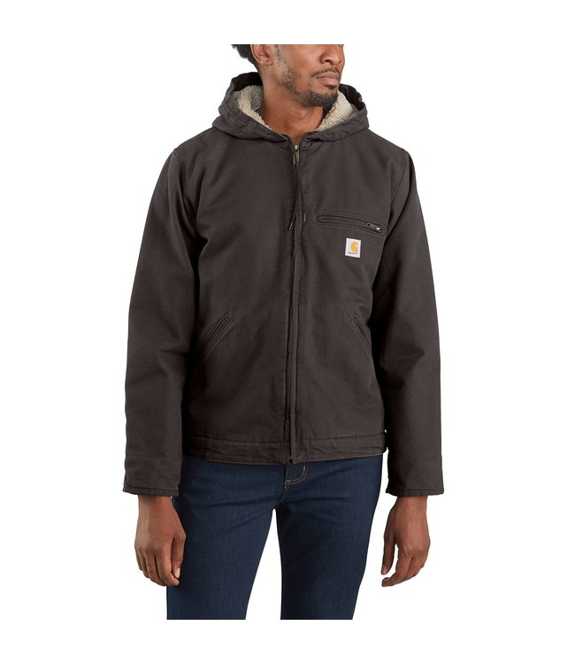 Carhartt Men's Relaxed Denim Sherpa Lined Winter Jacket, Black