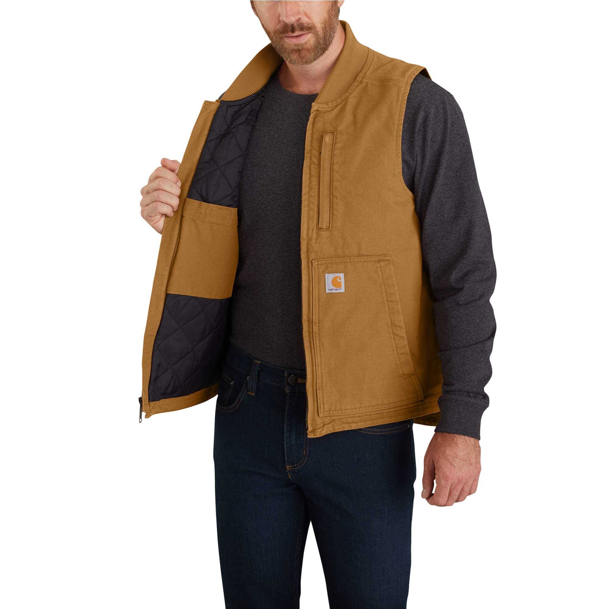 Men's Washed Duck Insulated Rib Collar Vest 104395