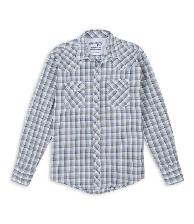 Wrangler Men's 20X Competition Advanced Comfort Long Sleeve Two Pocket Western Snap Plaid Shirt MJC292B