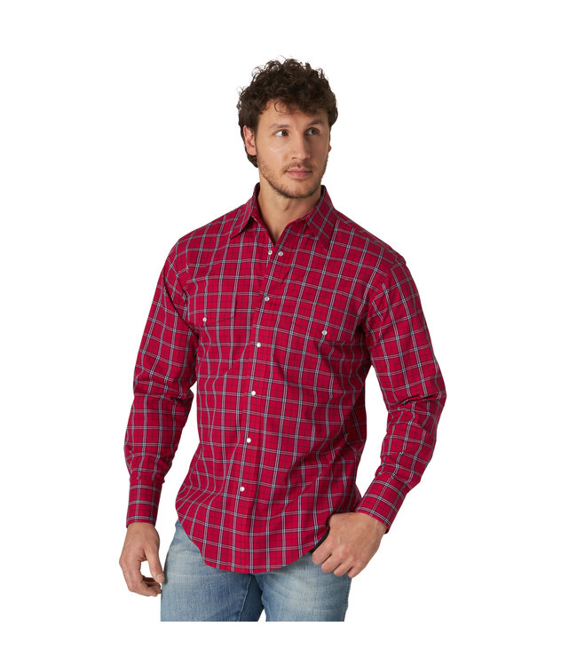 Wrangler Men's Wrinkle Resist Long Sleeve Western Snap Plaid Shirt MWR396
