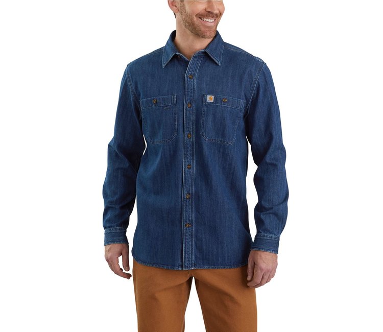 Carhartt Men's Loose Fit Heavyweight Denim Long-Sleeve Shirt 104145 -  Country Traditions Clothing and Gift Shoppe