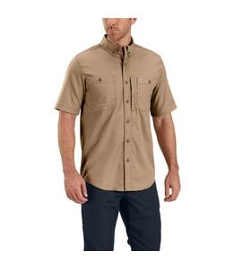 Carhartt mens Rugged Flex Rigby Short Sleeve (Big & Tall) Work Utility  Button Down Shirt, Dark Khaki, 3X-Large Tall US